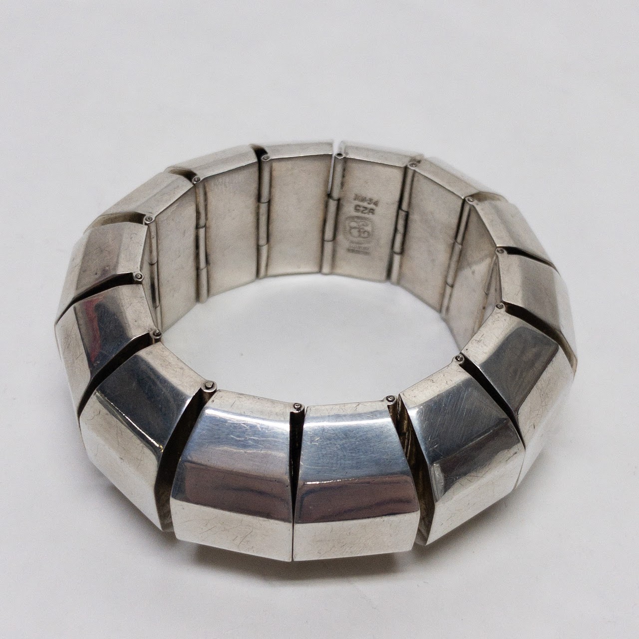 Sterling Silver Hinged Statement Bangle Bracelet