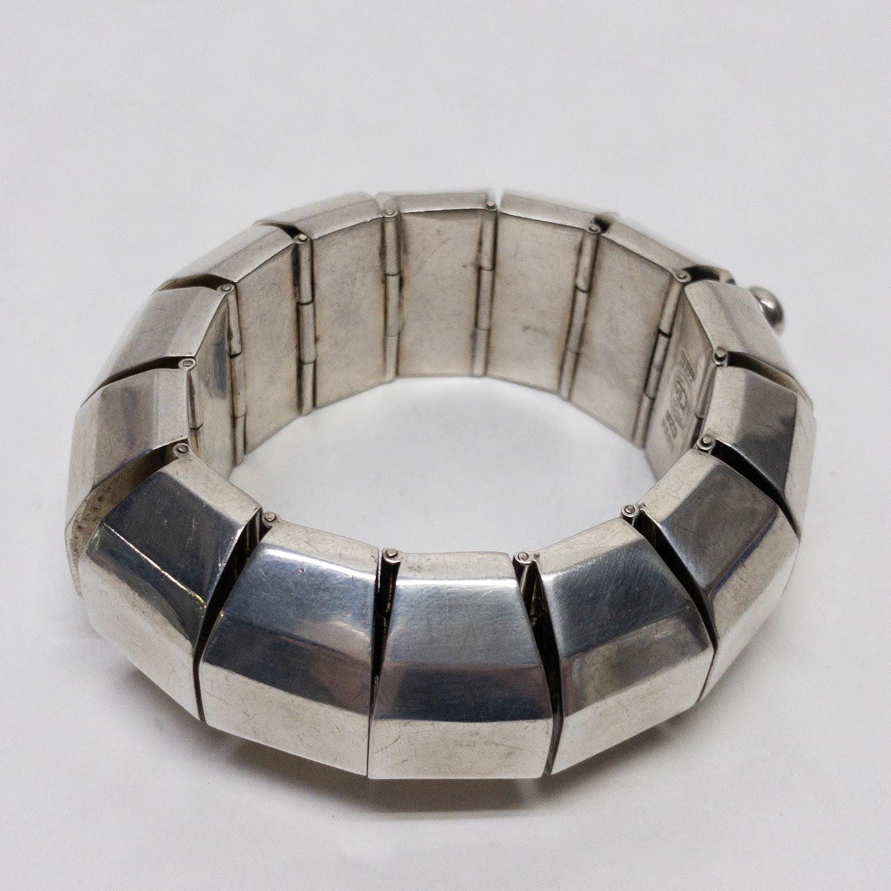 Sterling Silver Hinged Statement Bangle Bracelet