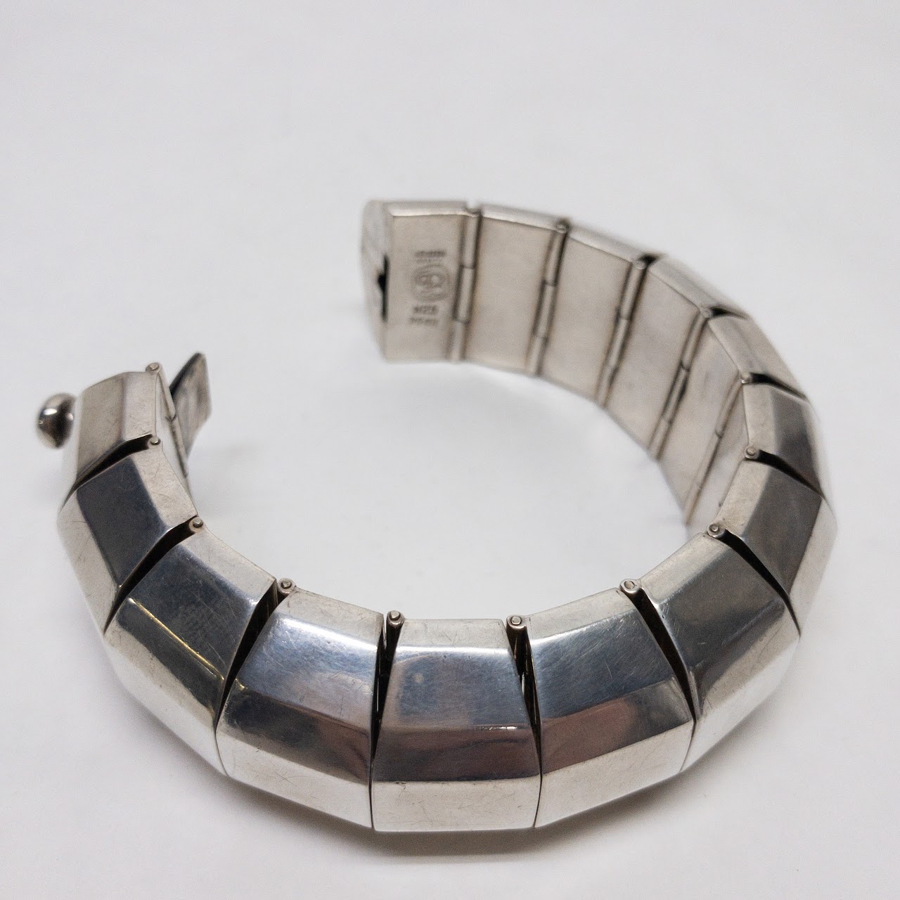 Sterling Silver Hinged Statement Bangle Bracelet