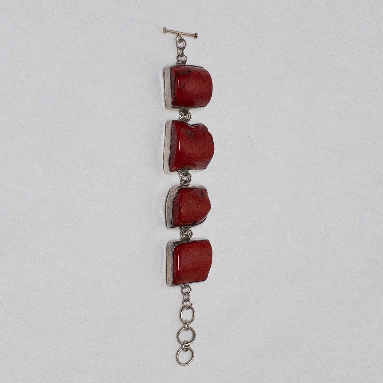 Sterling Silver & Red Coral Bracelet