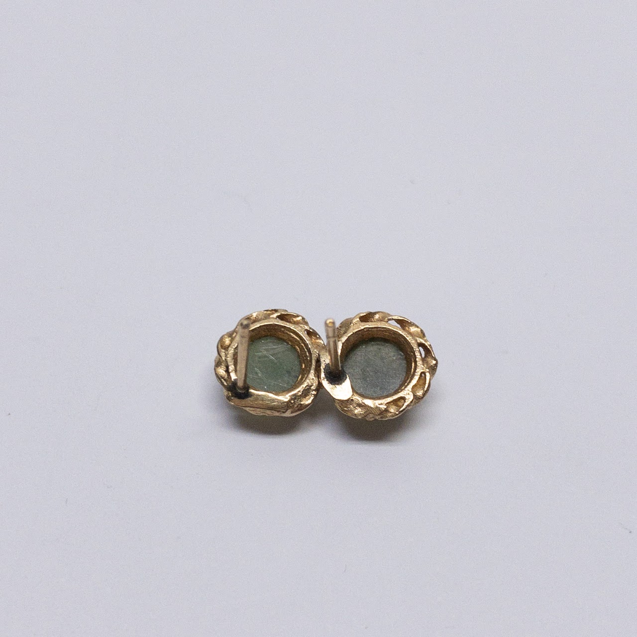 14K Gold & Nephrite Jade Stud Earrings