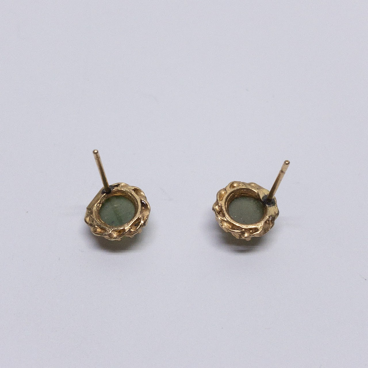 14K Gold & Nephrite Jade Stud Earrings