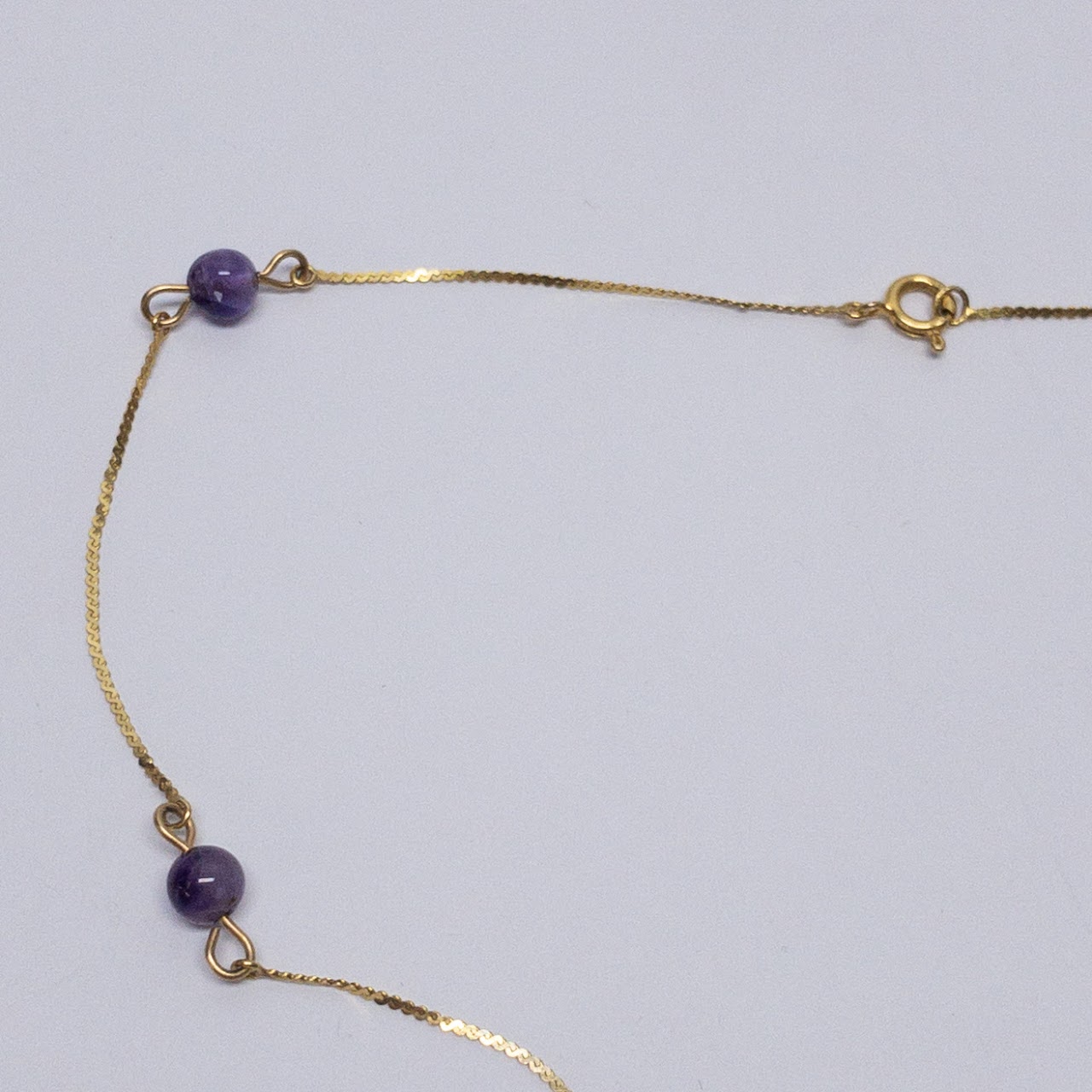 14K Gold 'S' Chain & Amethyst Necklace