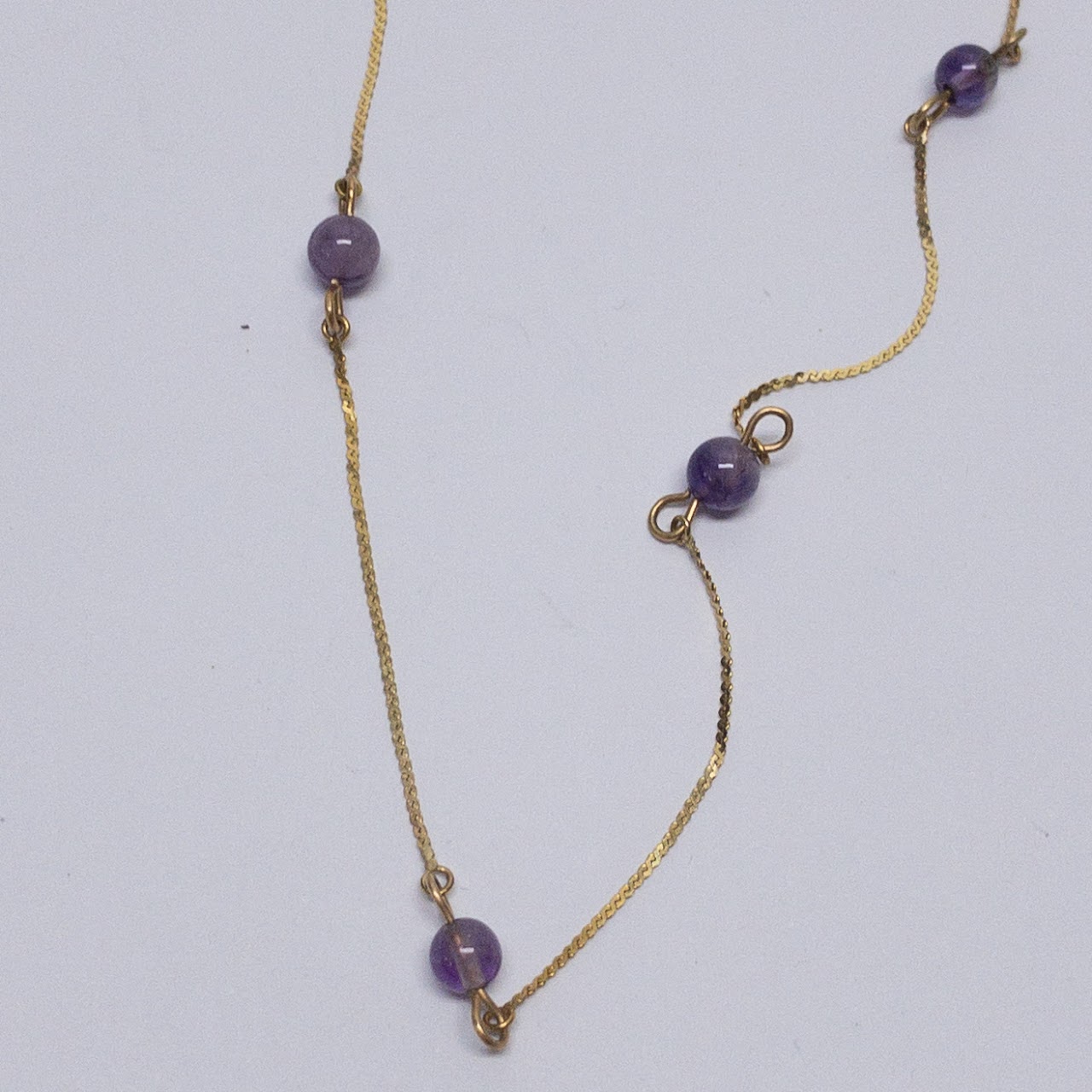 14K Gold 'S' Chain & Amethyst Necklace