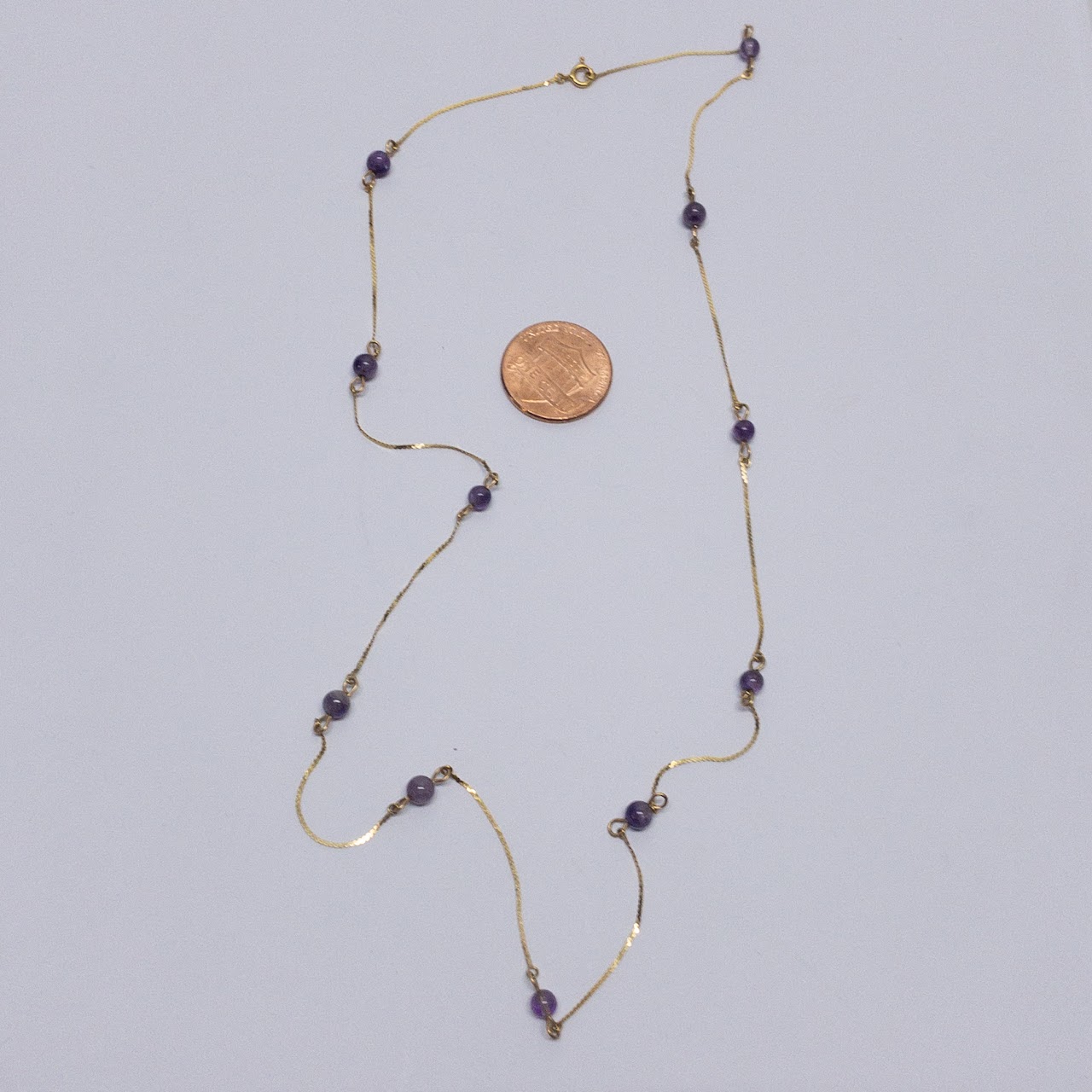 14K Gold 'S' Chain & Amethyst Necklace