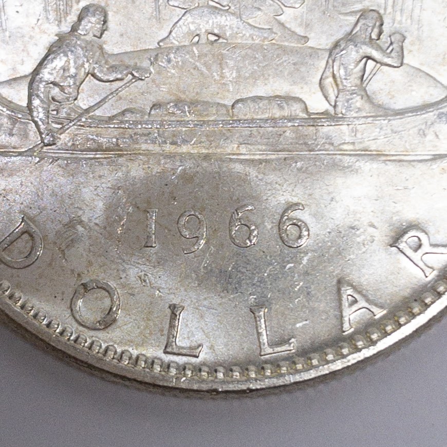 1966 CANADA w UK Queen Elizabeth II Voyagers Genuine Silver Dollar Coin