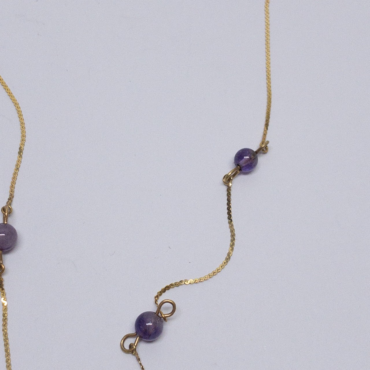 14K Gold 'S' Chain & Amethyst Necklace