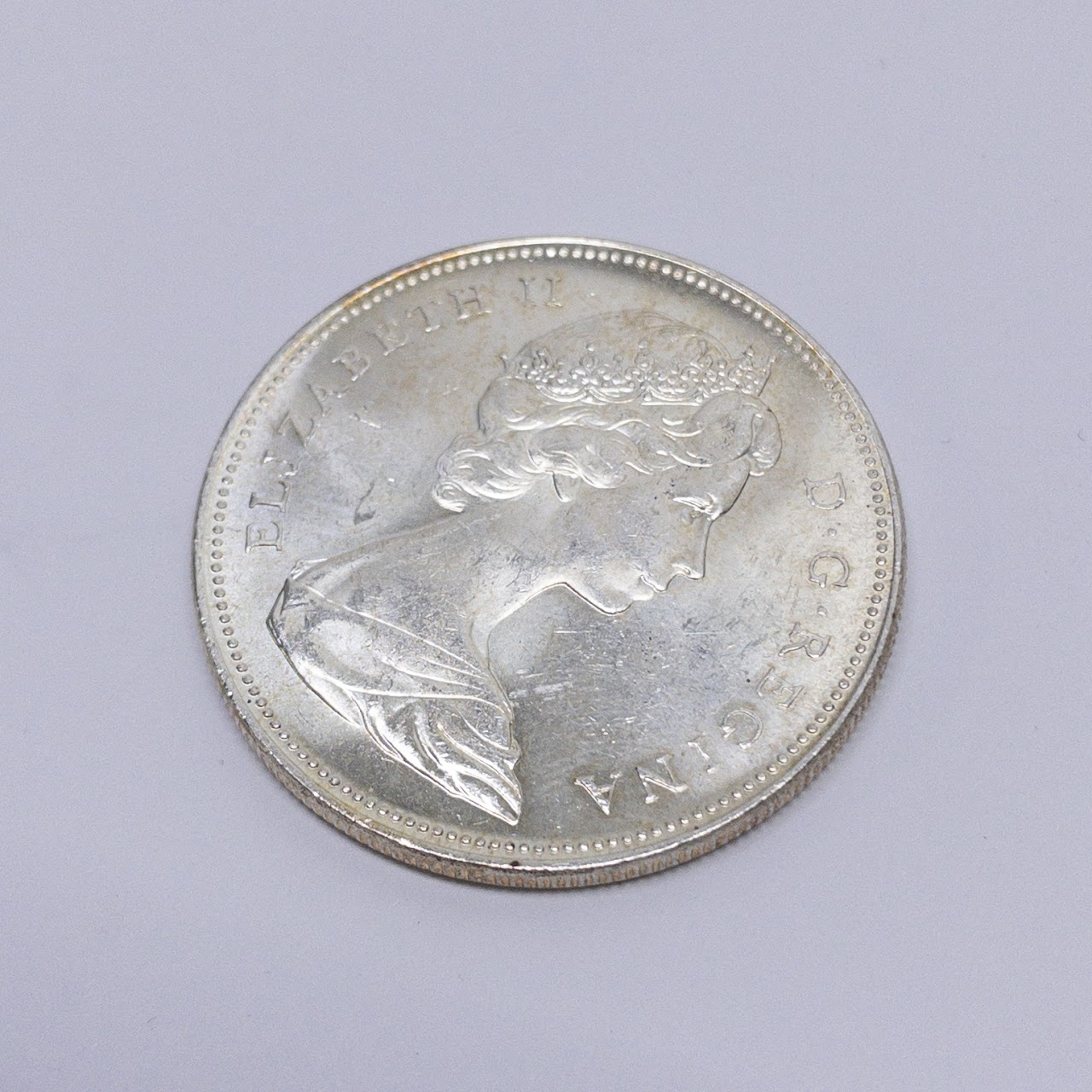 1966 CANADA w UK Queen Elizabeth II Voyagers Genuine Silver Dollar Coin