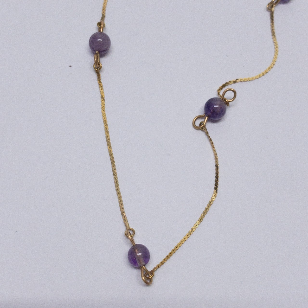 14K Gold 'S' Chain & Amethyst Necklace