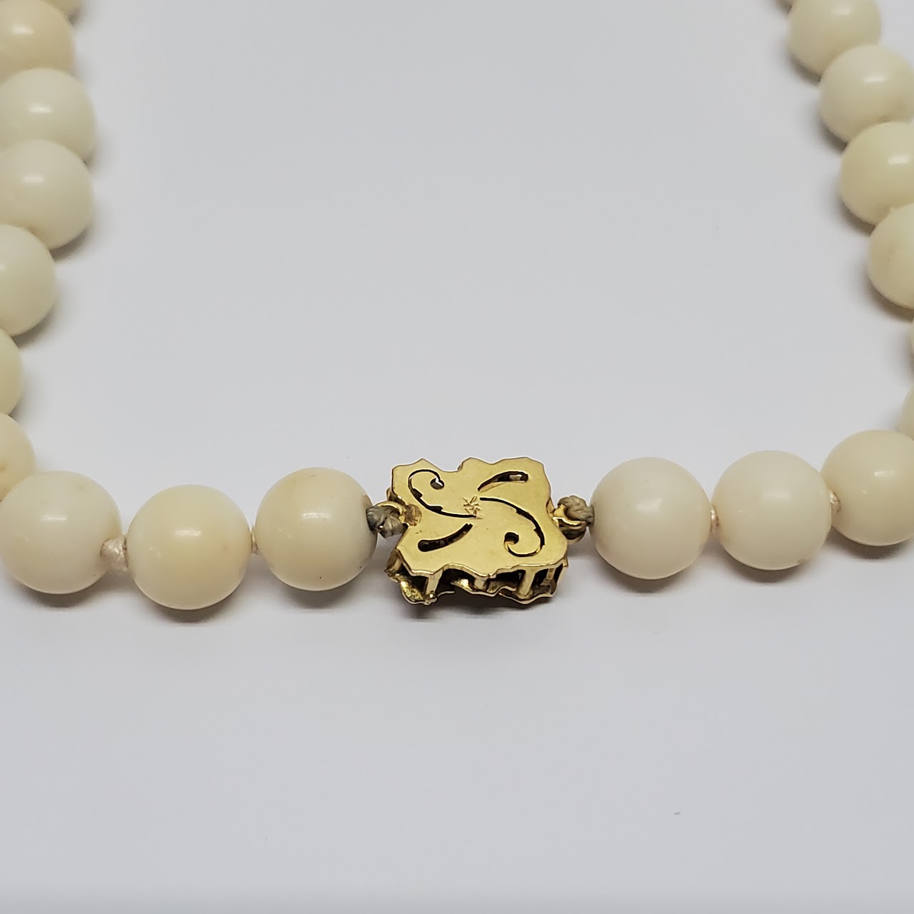 14K Gold & White Coral Bead Necklace