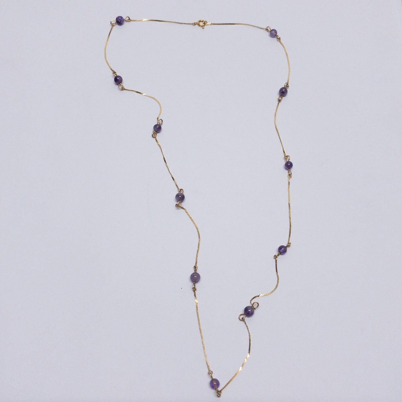 14K Gold 'S' Chain & Amethyst Necklace