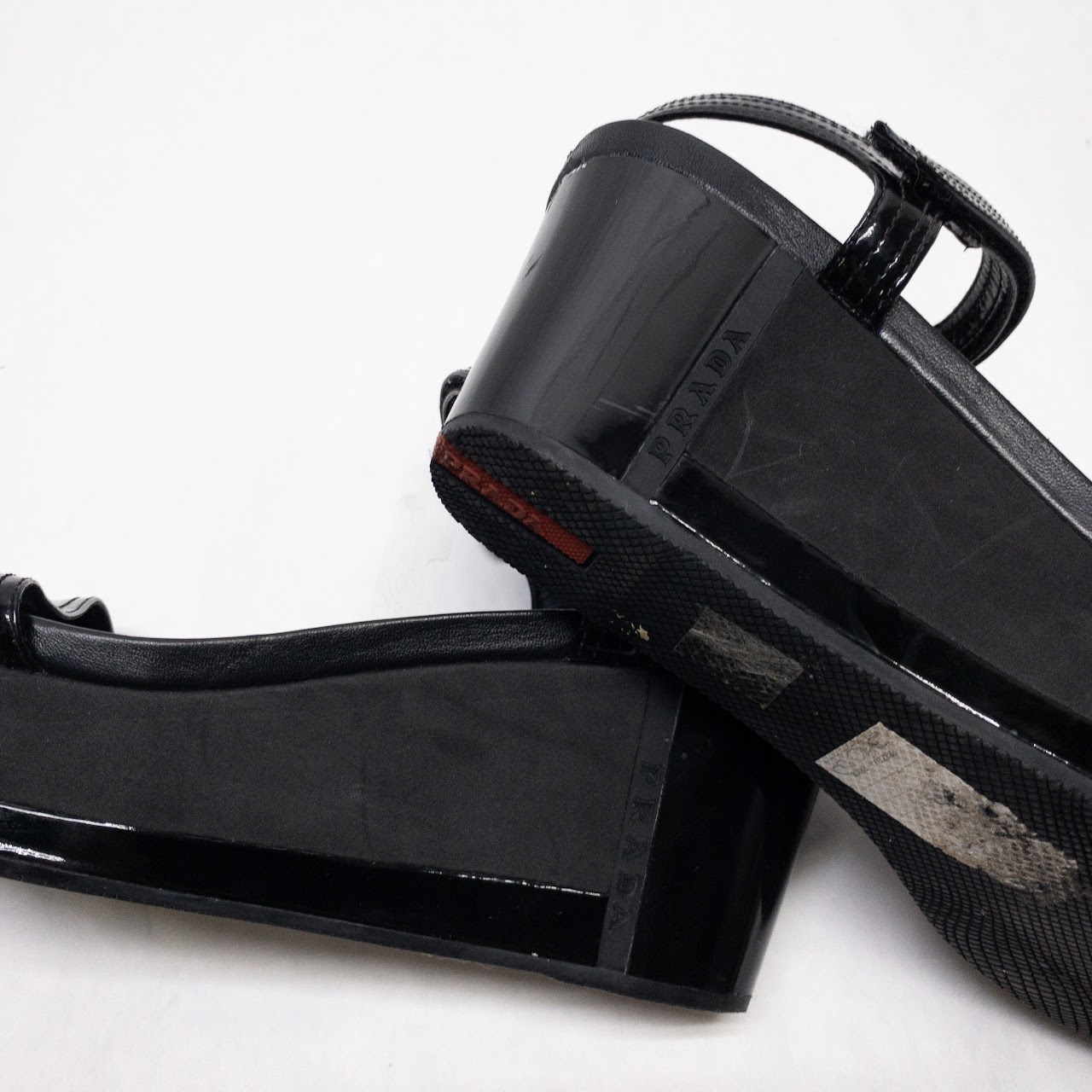 Prada Sport Patent Leather Wedge Sandals