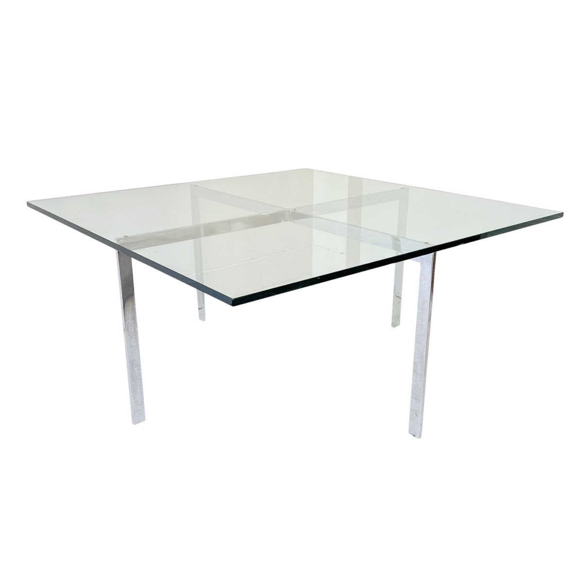 Barcelona Style Chrome & Glass Cocktail Table