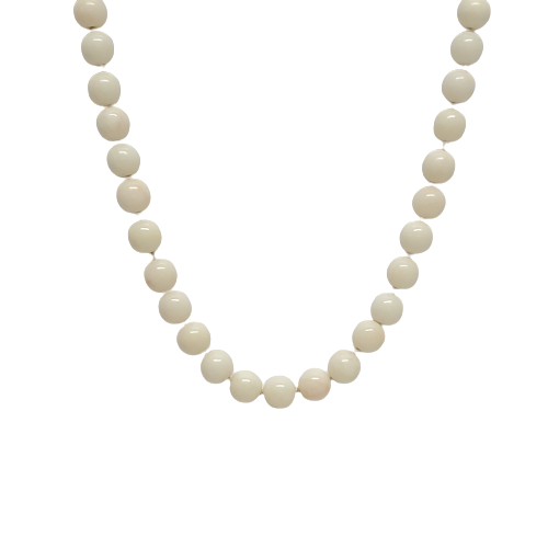 14K Gold & White Coral Bead Necklace