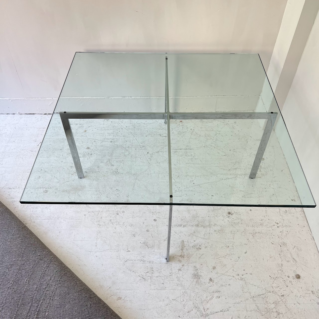 Barcelona Style Chrome & Glass Cocktail Table