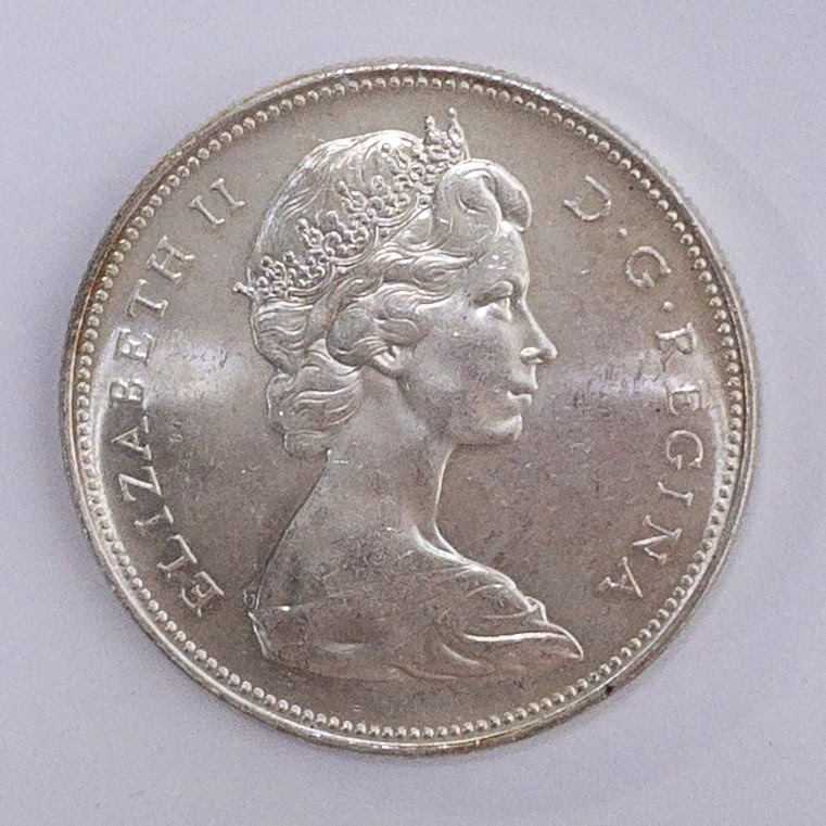 1966 CANADA w UK Queen Elizabeth II Voyagers Genuine Silver Dollar Coin