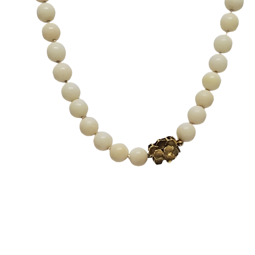 14K Gold & White Coral Bead Necklace