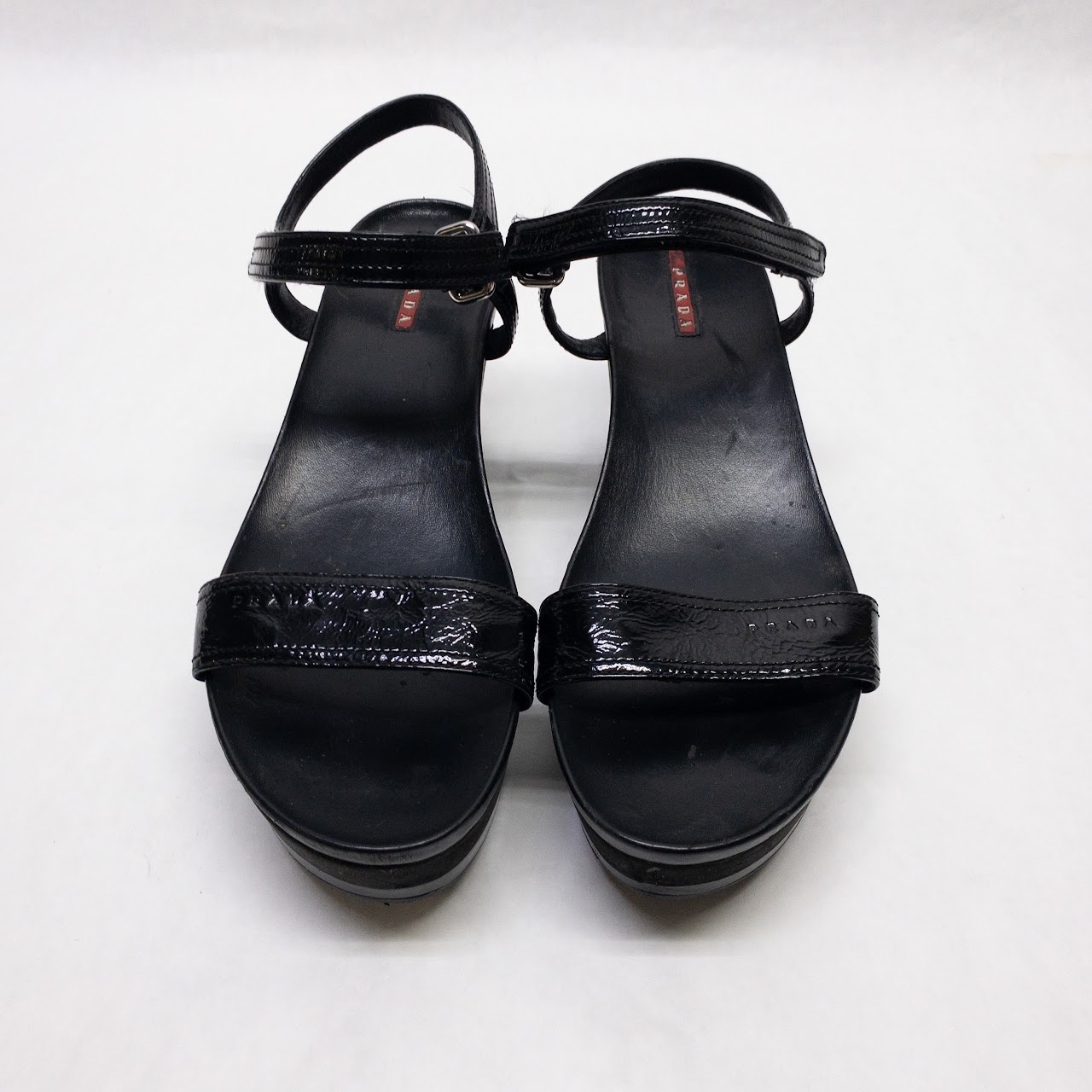 Prada Sport Patent Leather Wedge Sandals