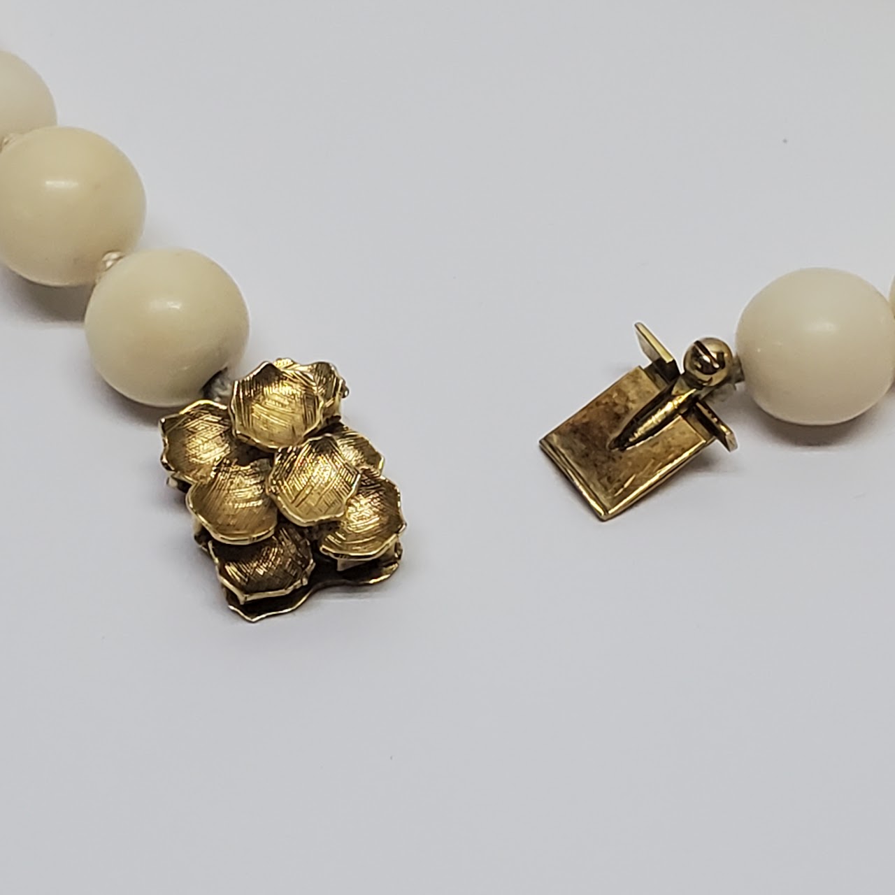 14K Gold & White Coral Bead Necklace