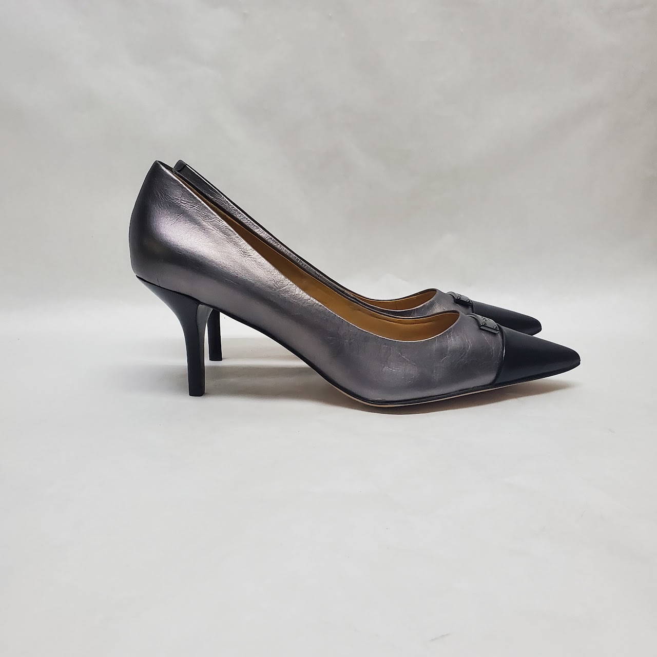 Coach Gunmetal Cap Toe Pumps