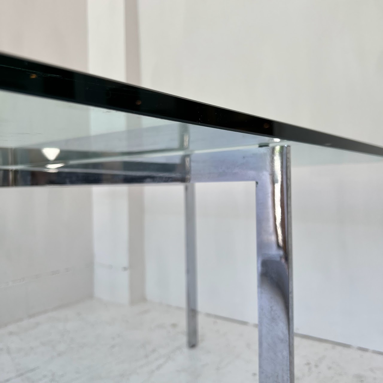 Barcelona Style Chrome & Glass Cocktail Table