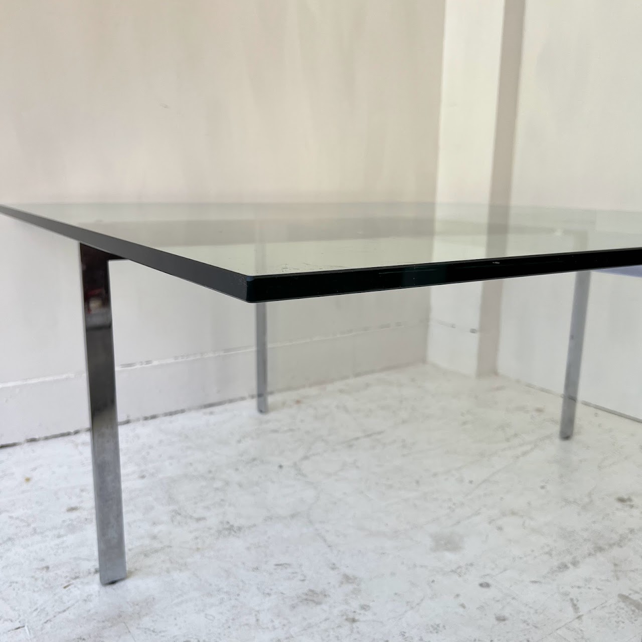 Barcelona Style Chrome & Glass Cocktail Table