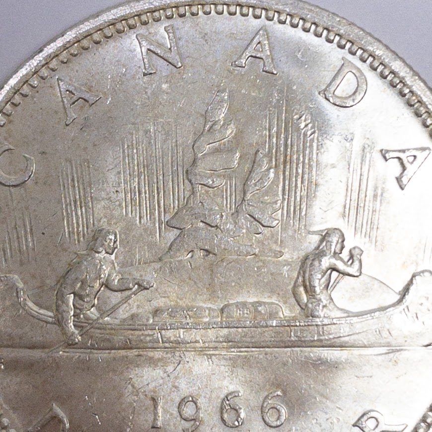 1966 CANADA w UK Queen Elizabeth II Voyagers Genuine Silver Dollar Coin