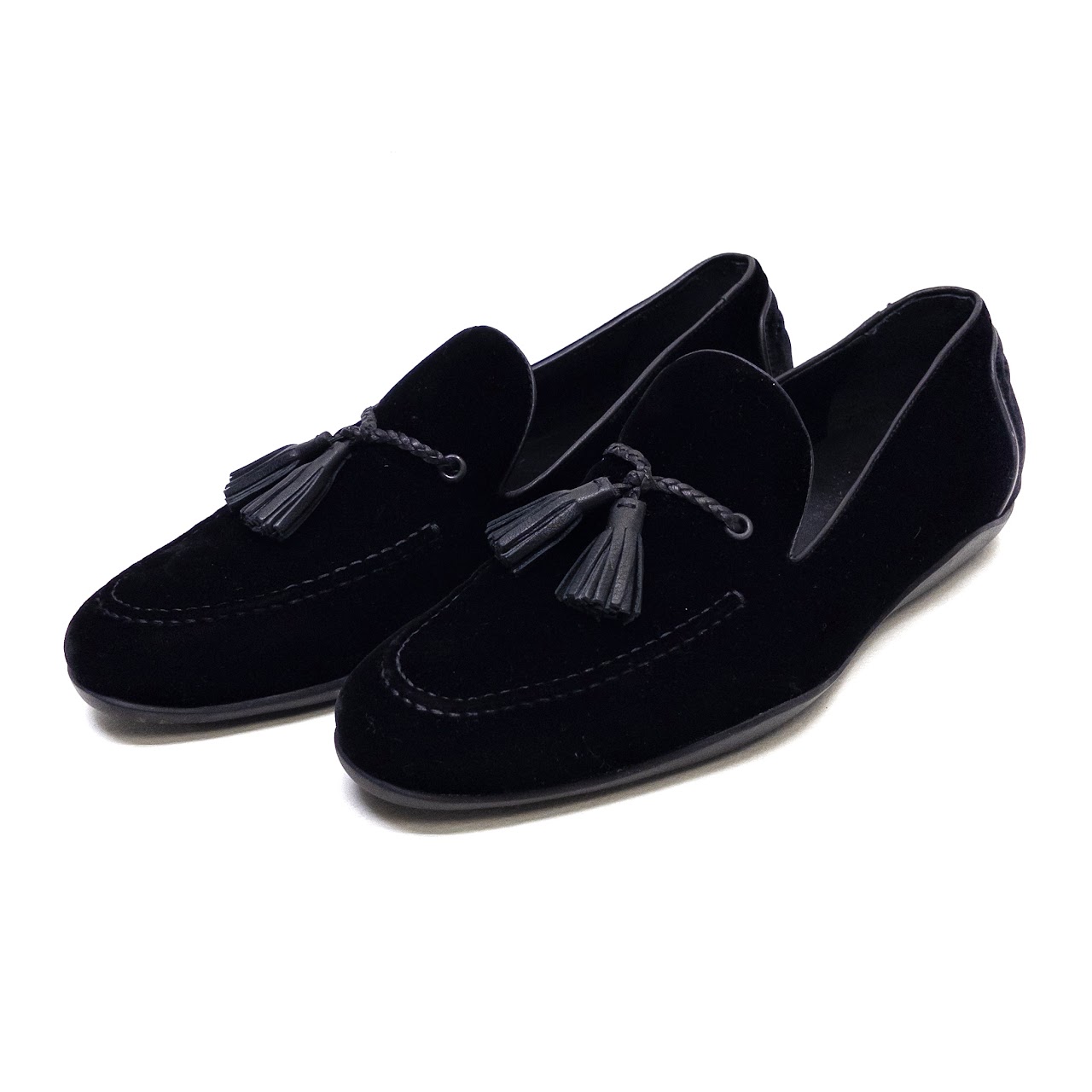 Harrys of London Black Velvet Tassel Loafers