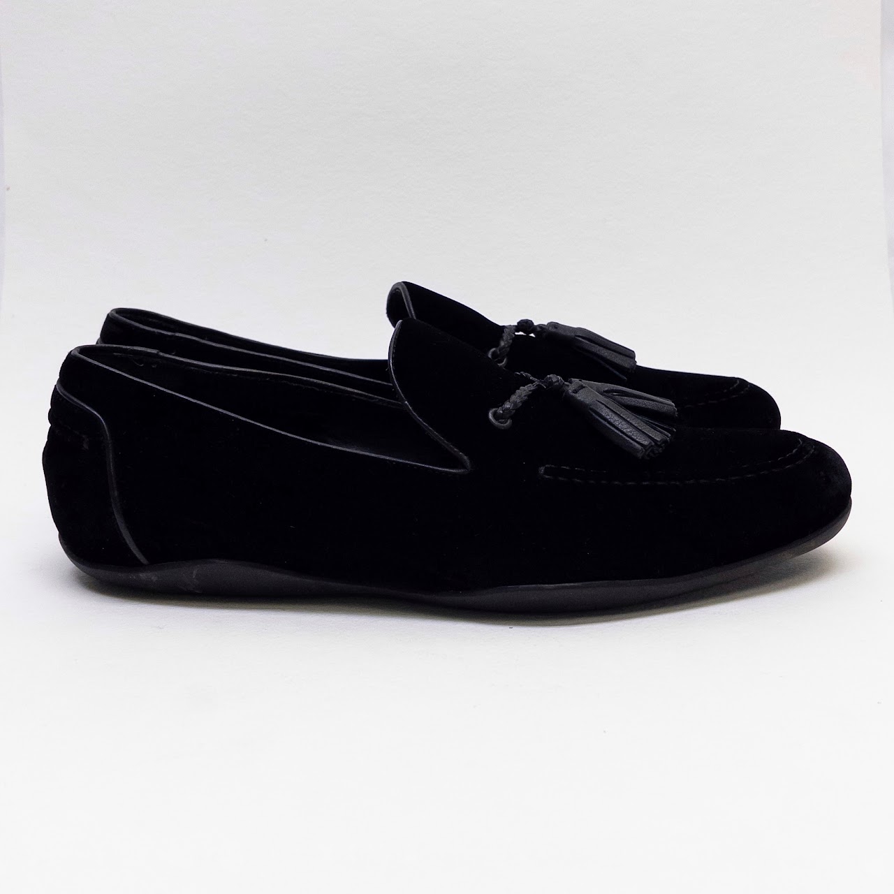 Harrys of London Black Velvet Tassel Loafers