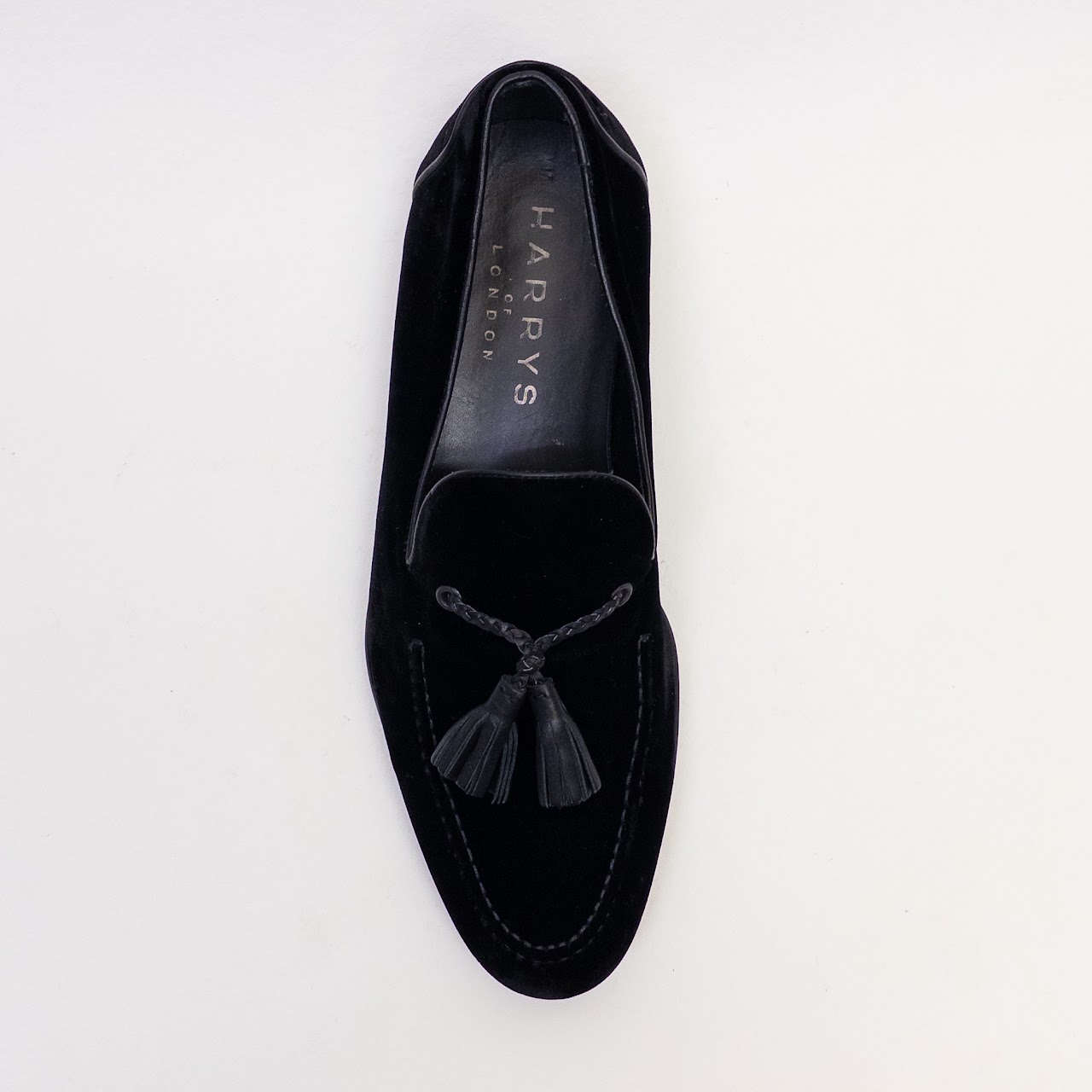 Harrys of London Black Velvet Tassel Loafers