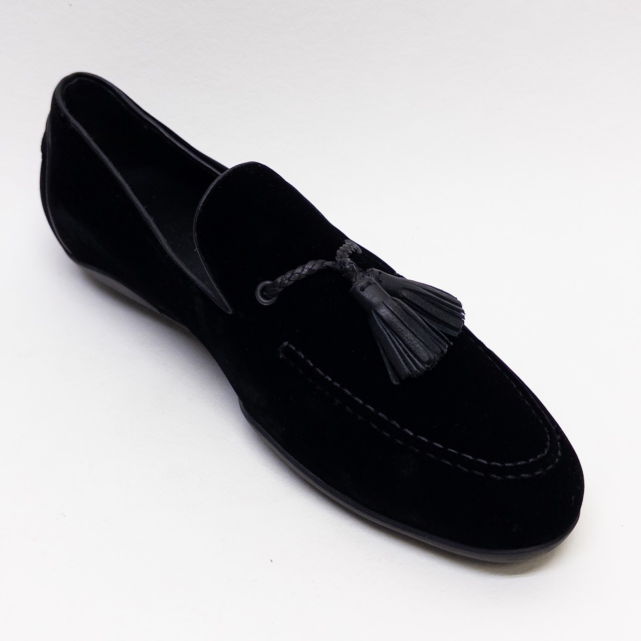 Harrys of London Black Velvet Tassel Loafers