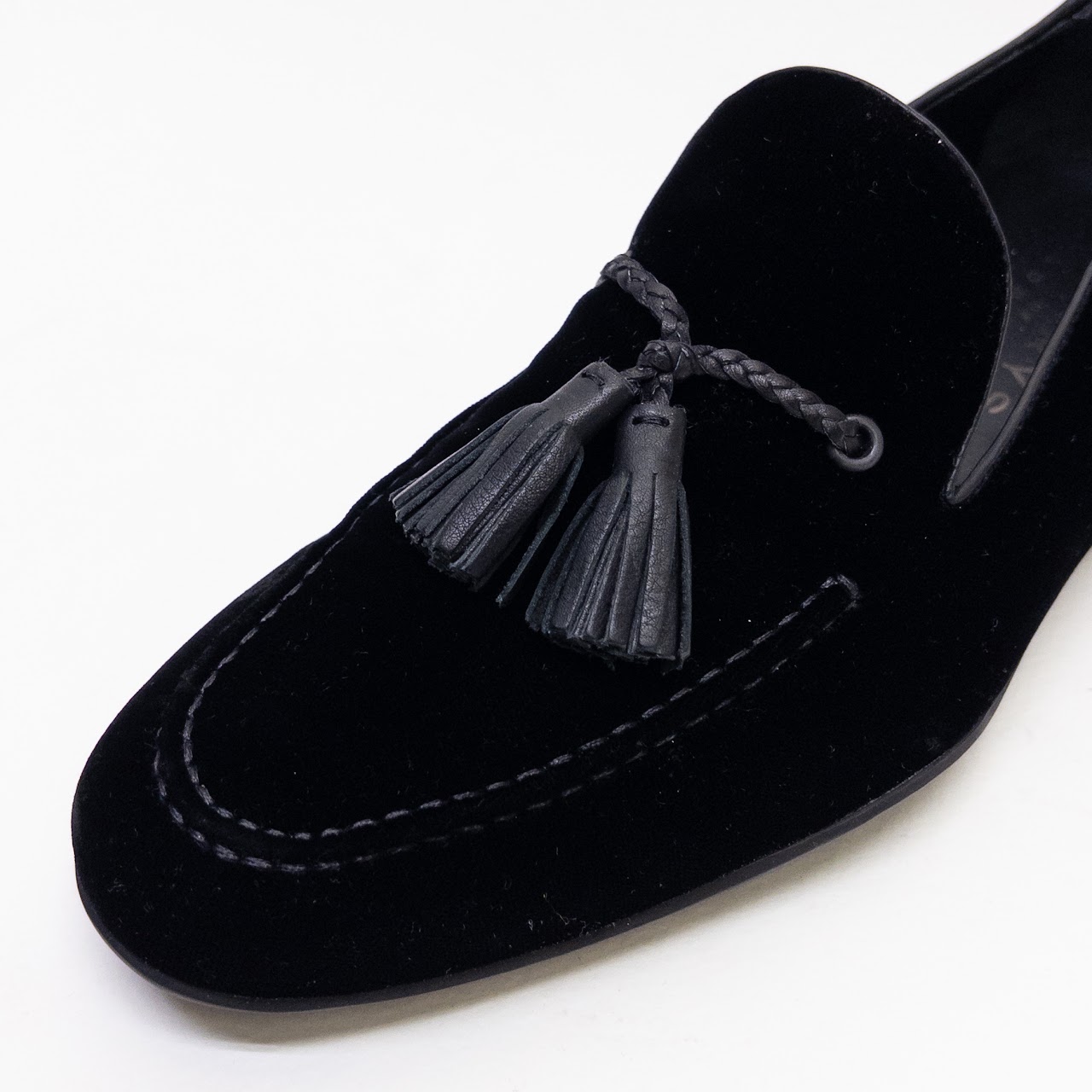 Harrys of London Black Velvet Tassel Loafers