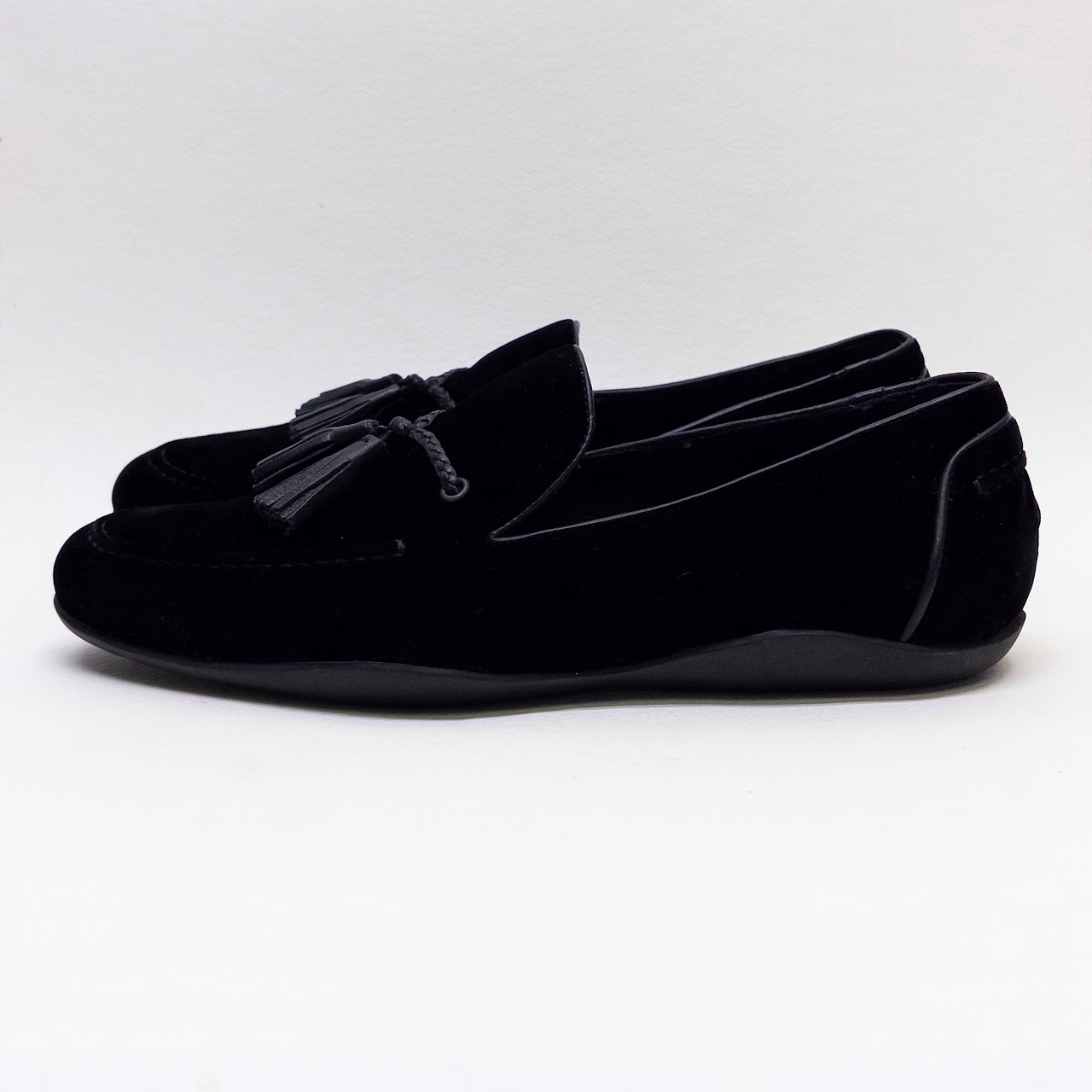 Harrys of London Black Velvet Tassel Loafers