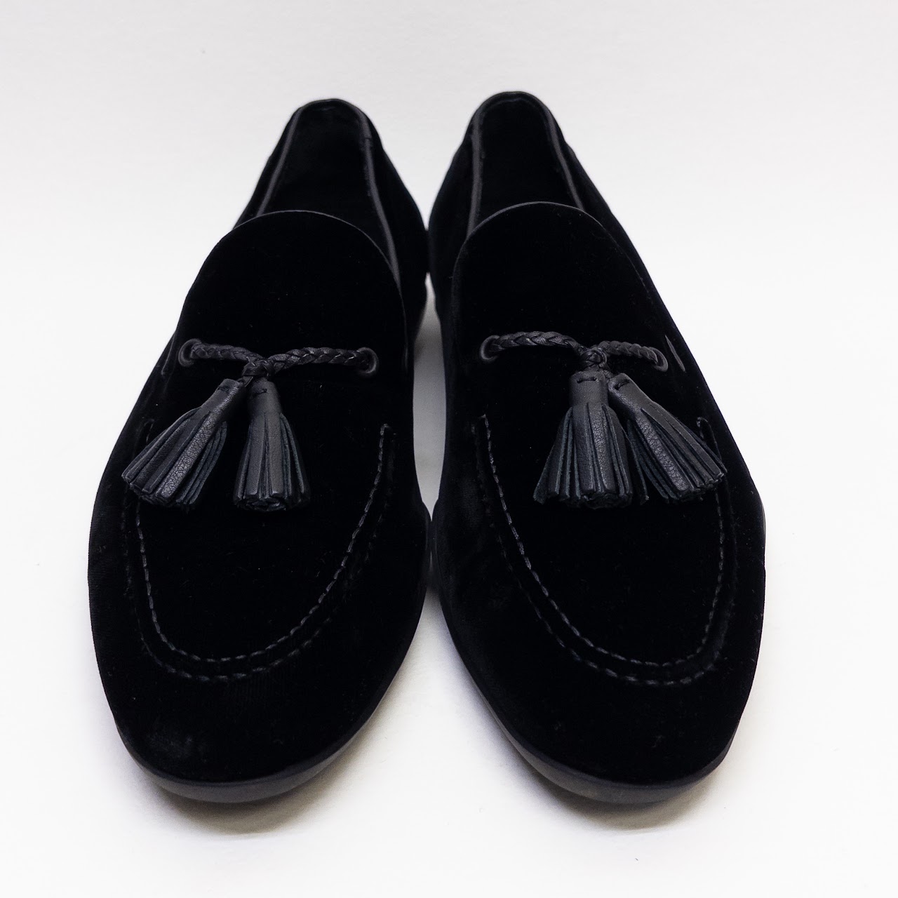 Harrys of London Black Velvet Tassel Loafers