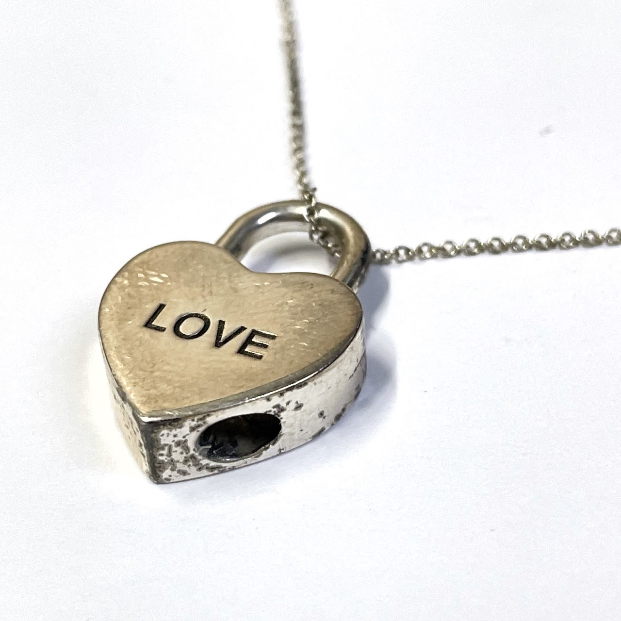 Tiffany & Co. Sterling Silver LOVE Heart Lock Necklace