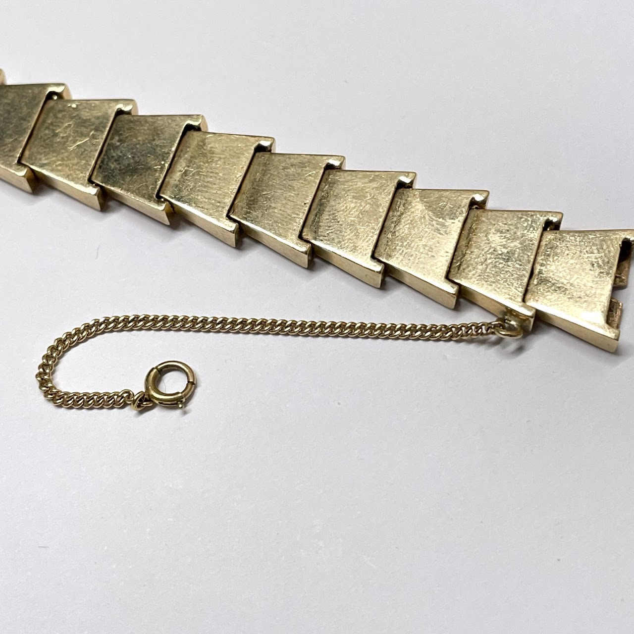 14K Gold Heavy Etched Link Bracelet