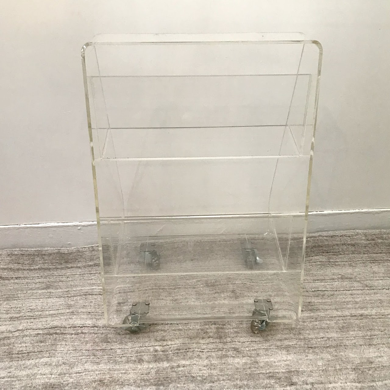 Lucite Rolling Bookcase Cart