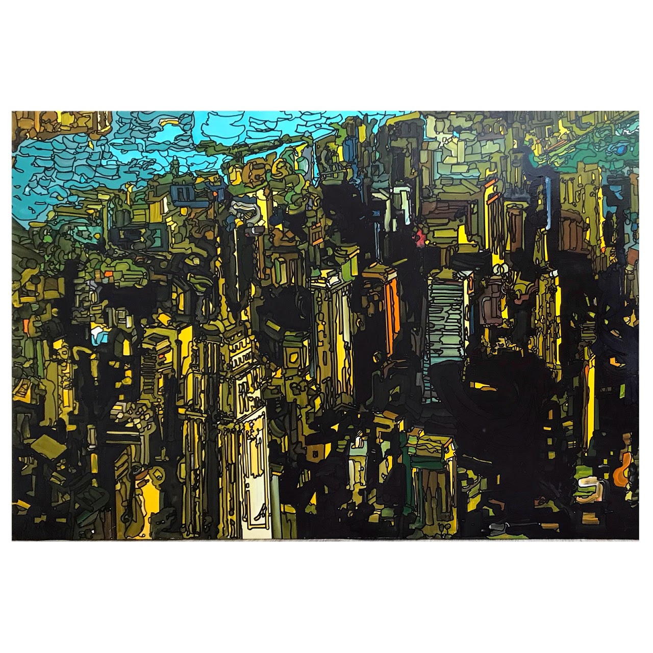 Kip Frace Large Scale Manhattan Cityscape Oil Painting