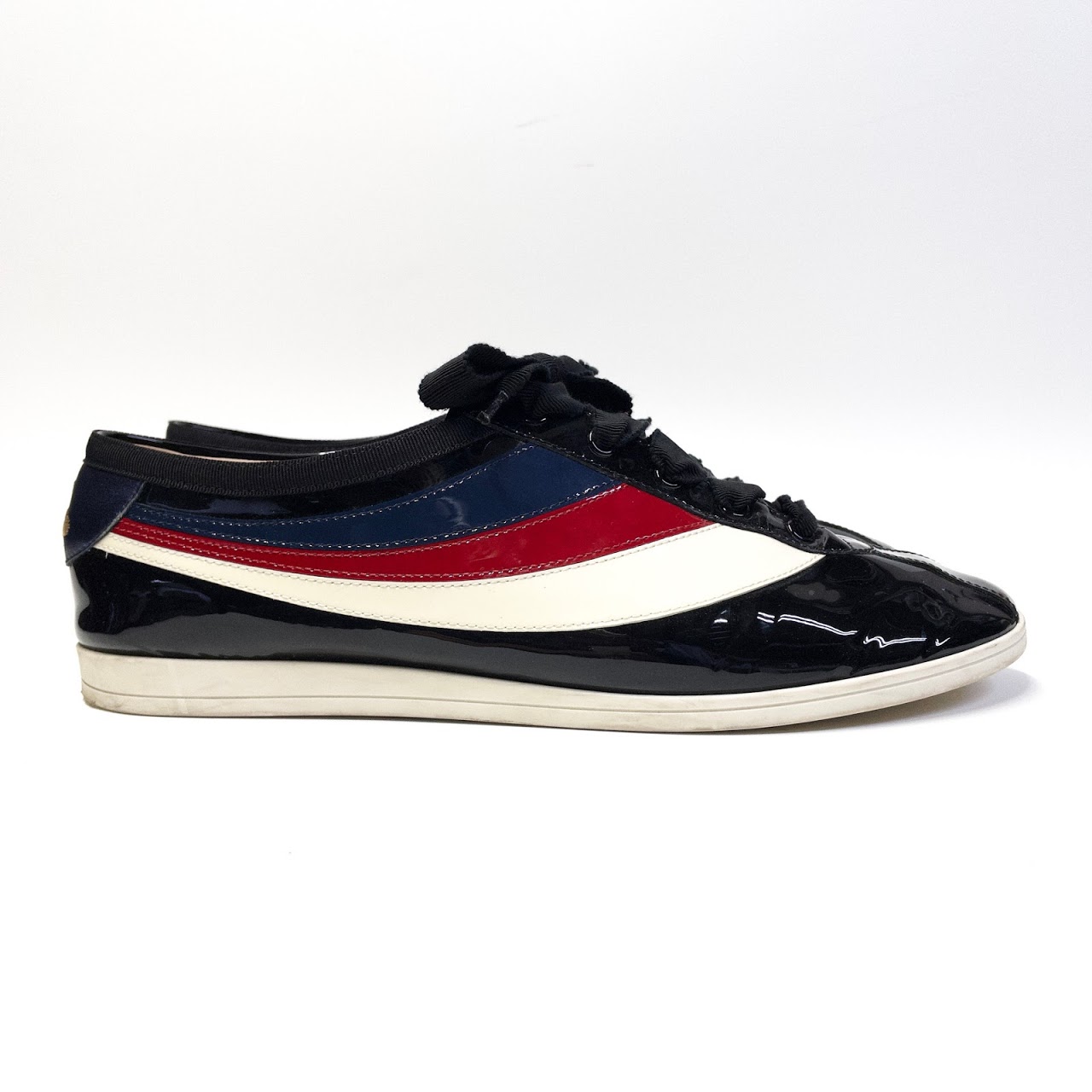 Gucci Falacer Hebron Ace Web Patent Leather Sneakers