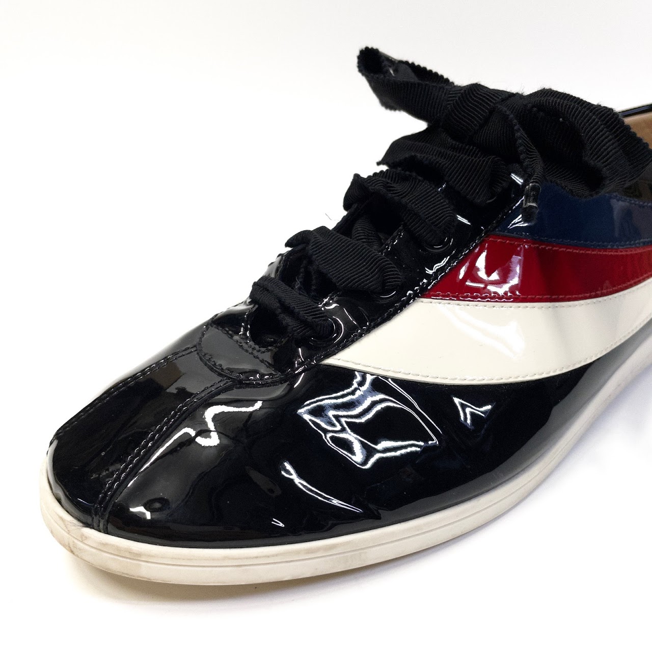 Gucci Falacer Hebron Ace Web Patent Leather Sneakers
