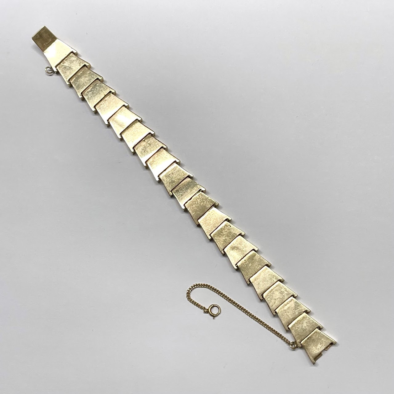 14K Gold Heavy Etched Link Bracelet