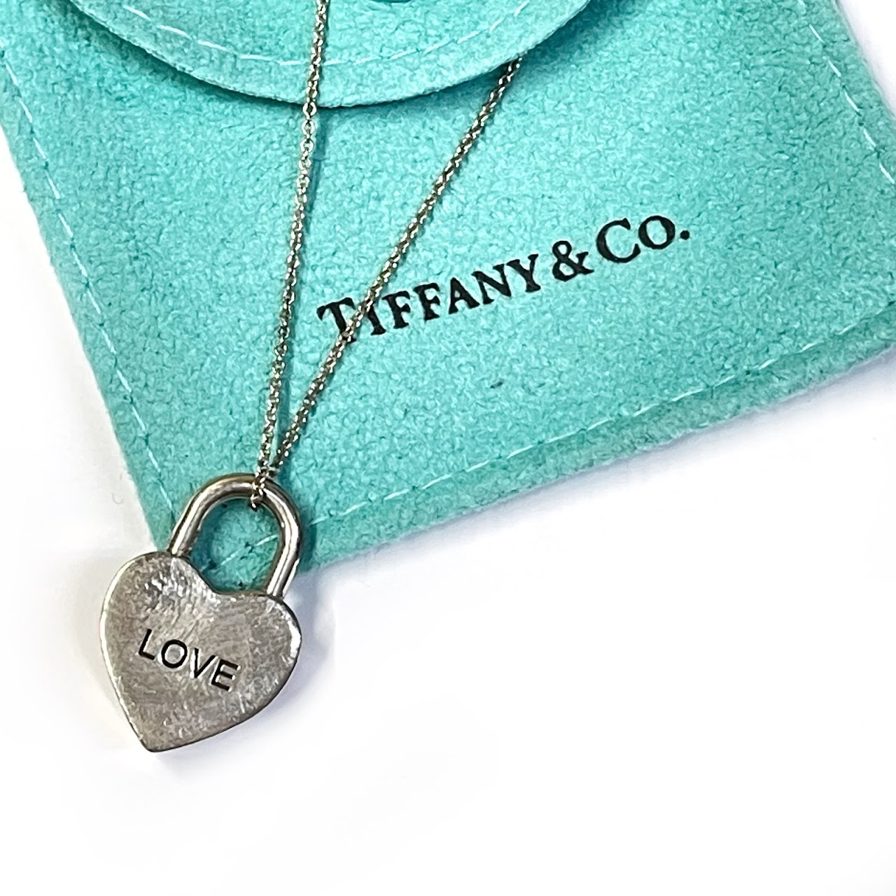 Tiffany & Co. Sterling Silver LOVE Heart Lock Necklace