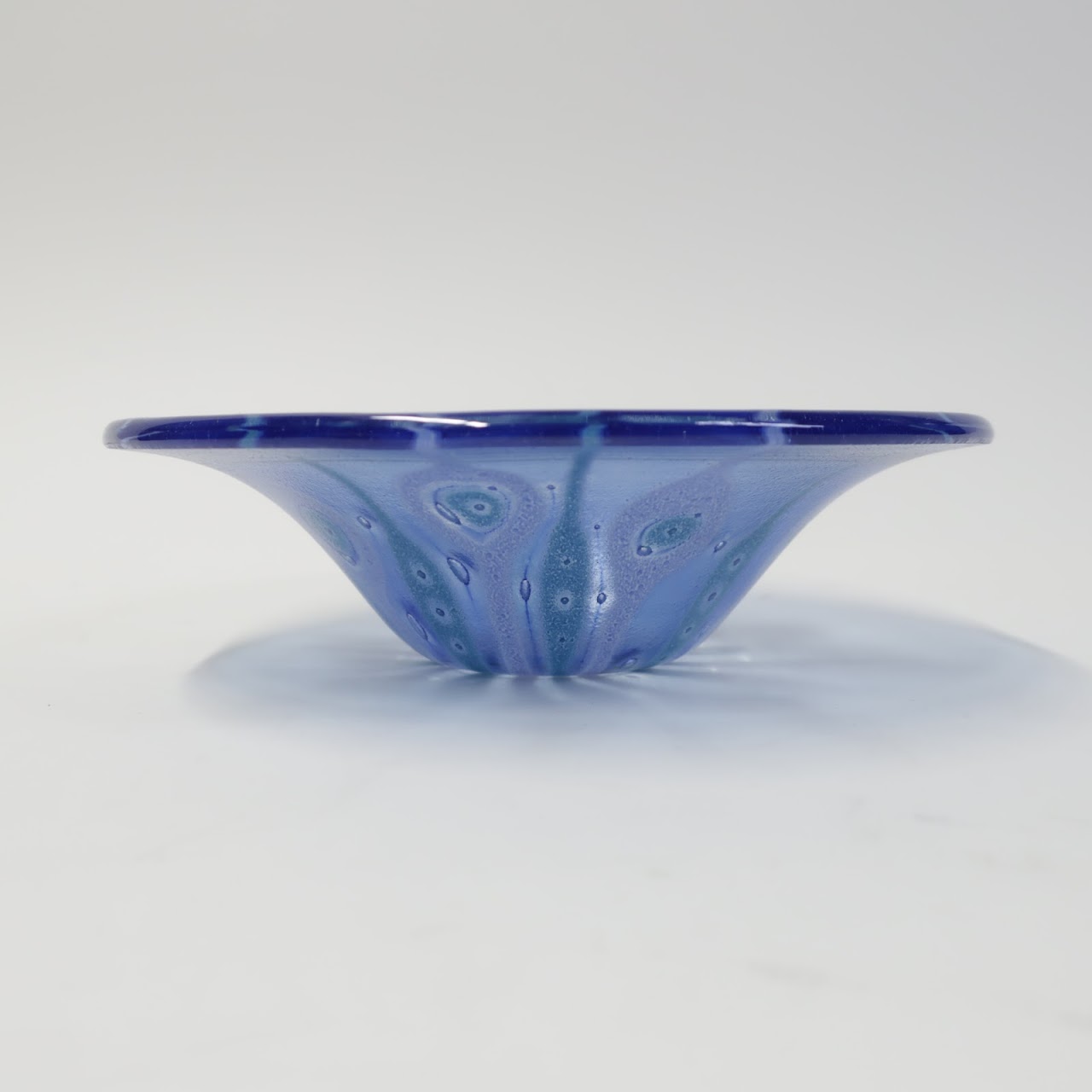 Higgins Signed Art Glass Peacock Bowl