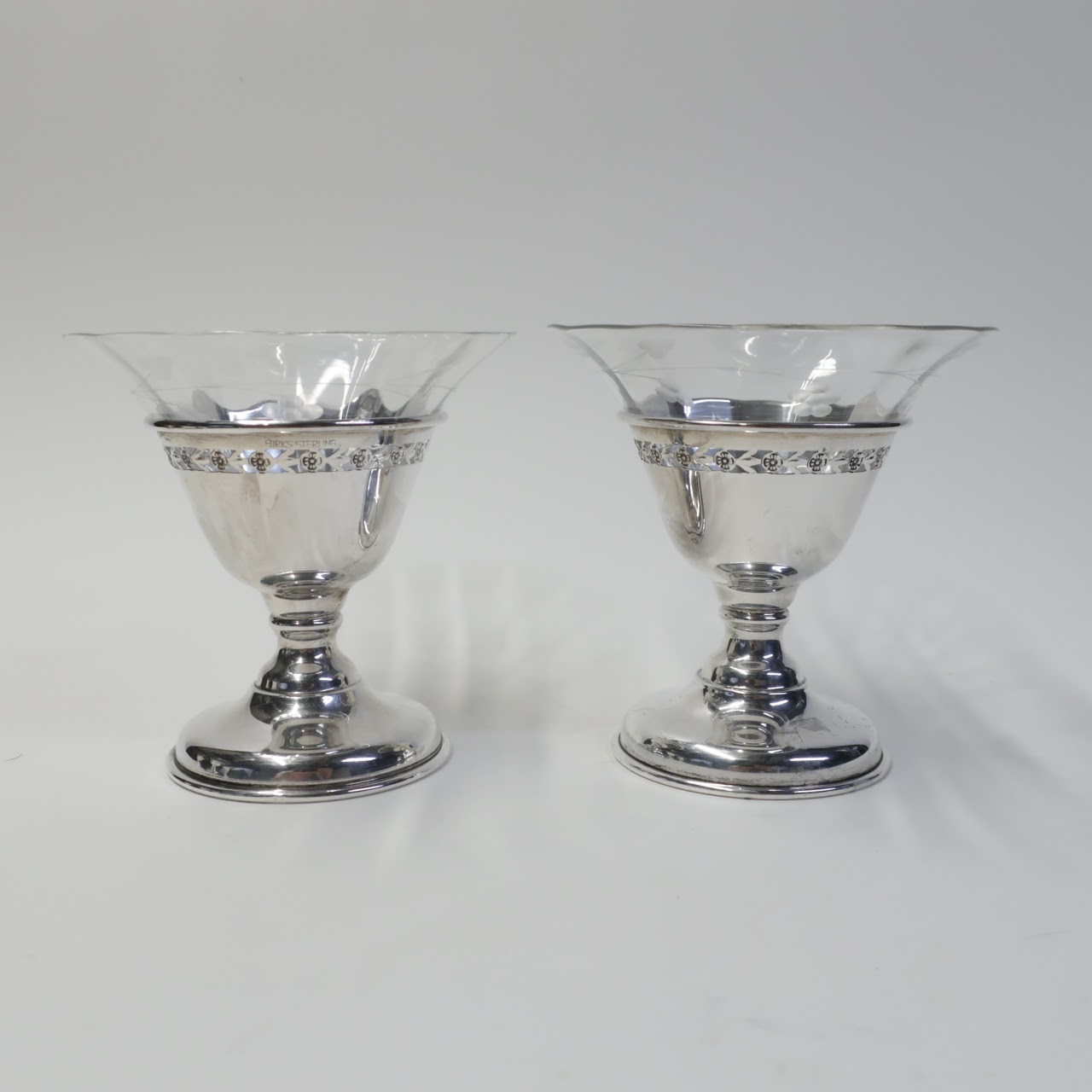 Sterling SIlver & Etched Glass Birks Drinkware