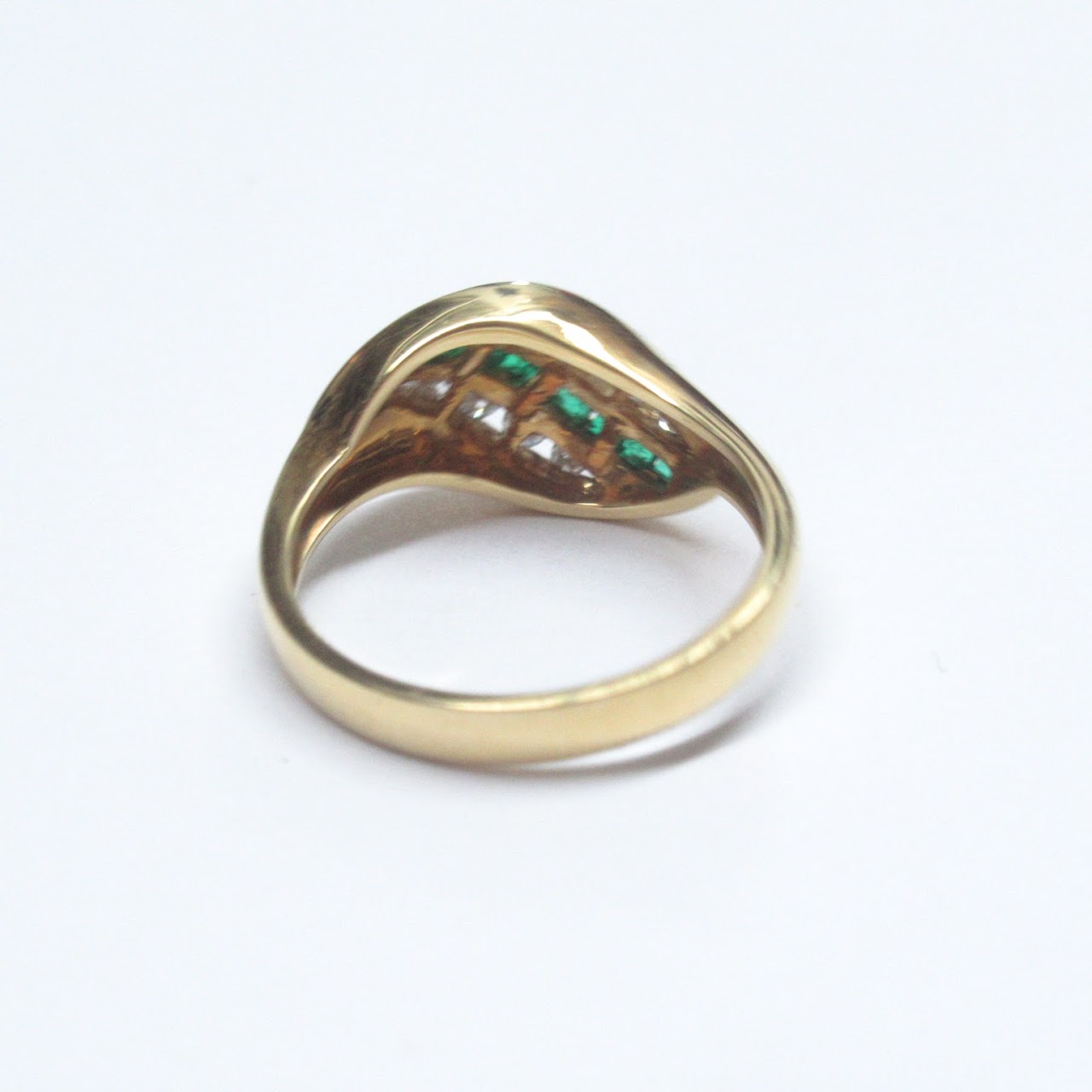 18K Gold, Diamond & Green Stone Ring