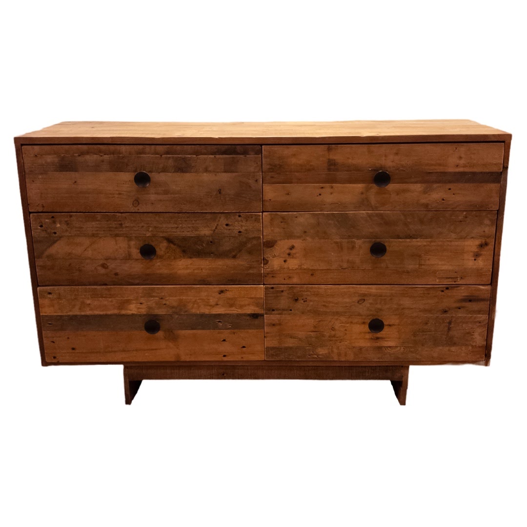 Rustic Reclaimed Pine Six-Drawer Dresser