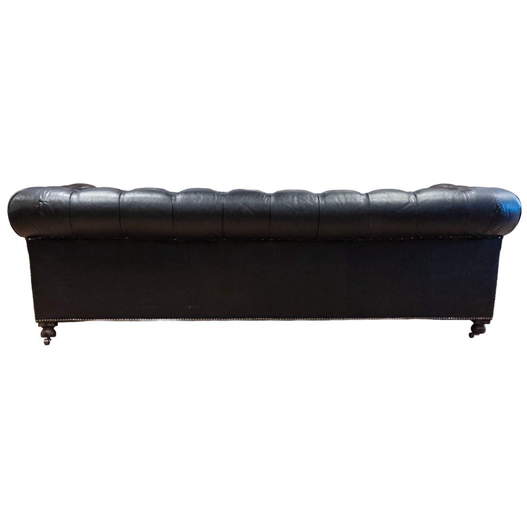 Restoration Hardware Black Leather Chesterfield Sofa