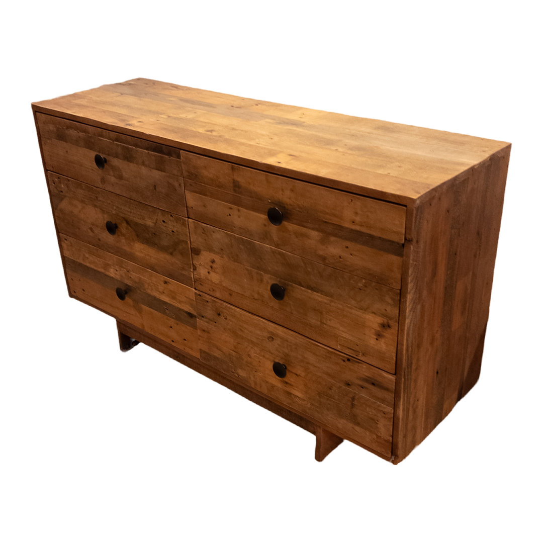 Rustic Reclaimed Pine Six-Drawer Dresser