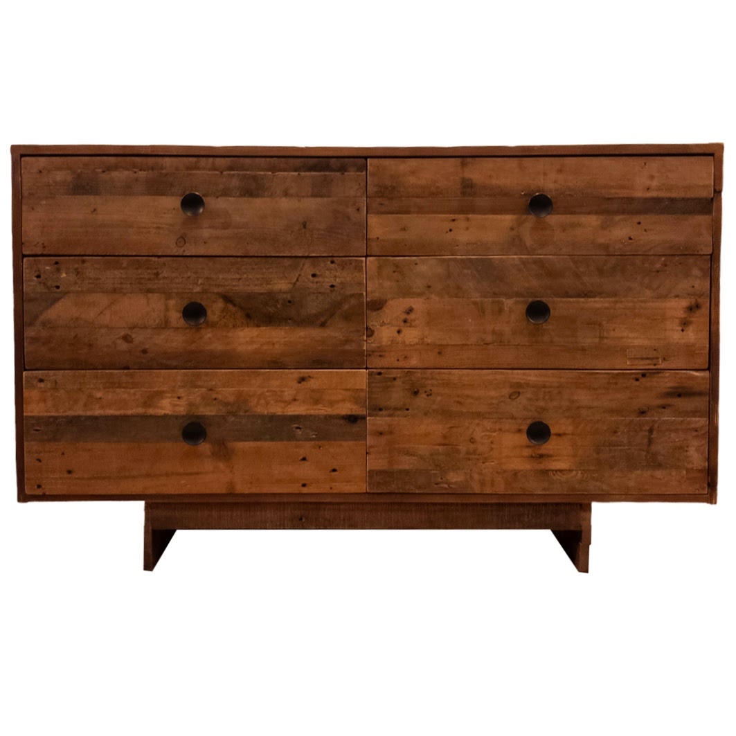 Rustic Reclaimed Pine Six-Drawer Dresser