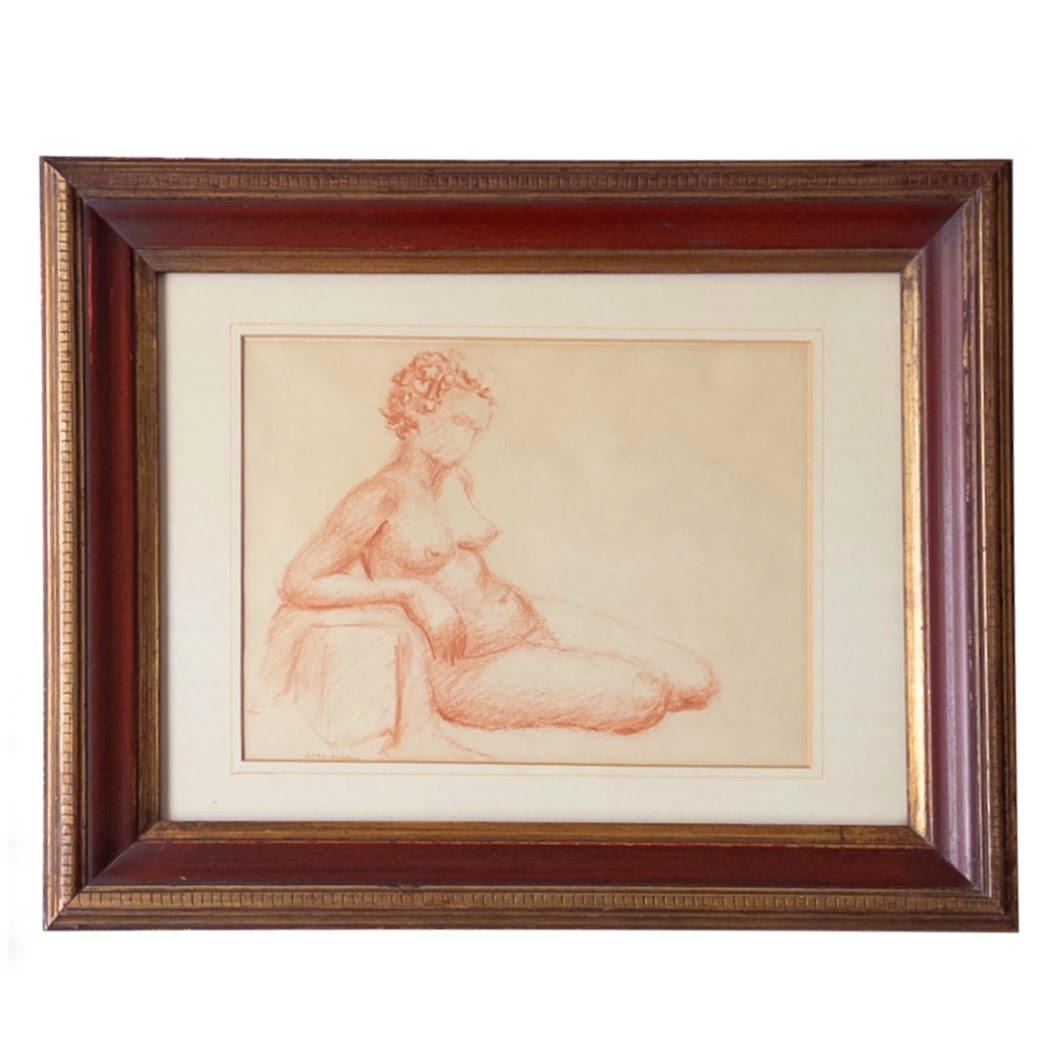 J. Ted Elston Signed Pastel Nude Drawing